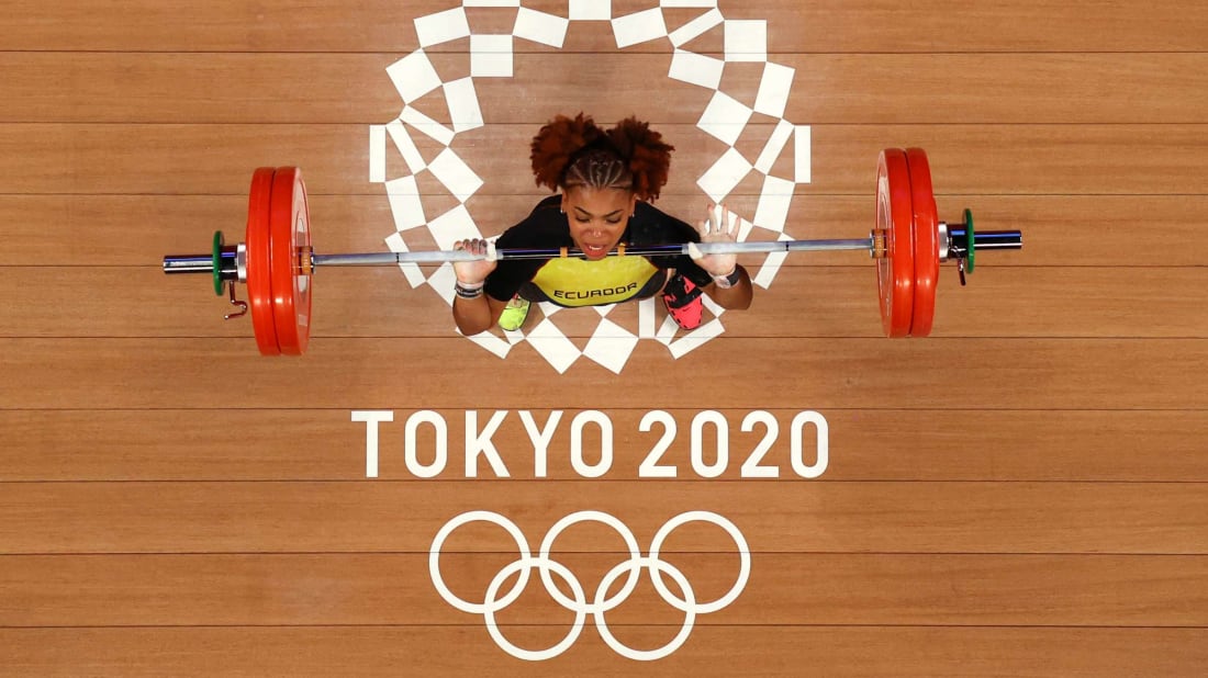 Ecuador's Angie Paola Palacios Dajomes during a weightlifting competition on July 27.