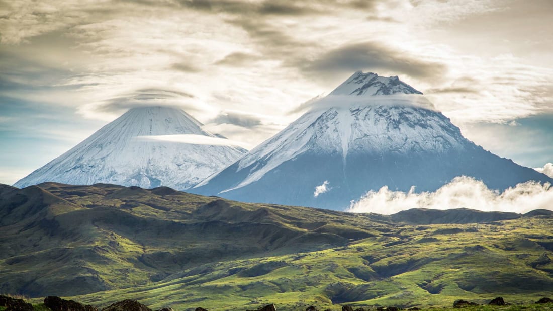 Volcanoes in Kamchatka, Russia.