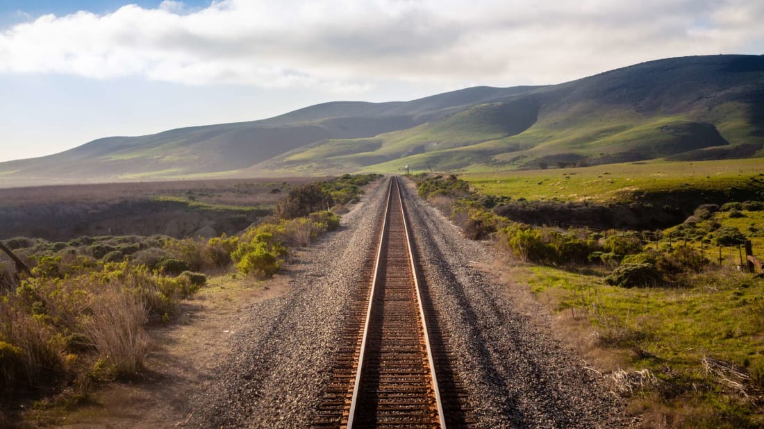 A railroad used by the Amtrak trains in Central California.