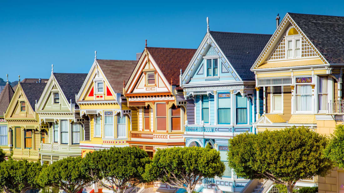 The ico<em></em>nic "Painted Ladies" in San Francisco, America's healthiest city.