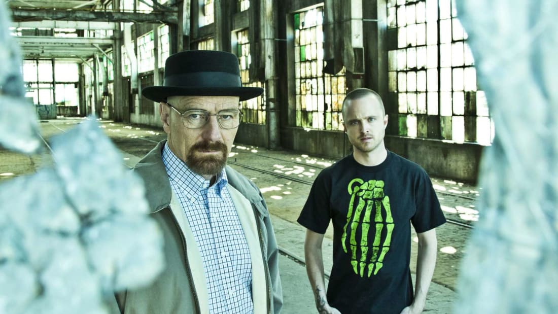 Bryan Cranston and Aaron Paul star as Breaking Bad's Walter White and Jesse Pinkman.