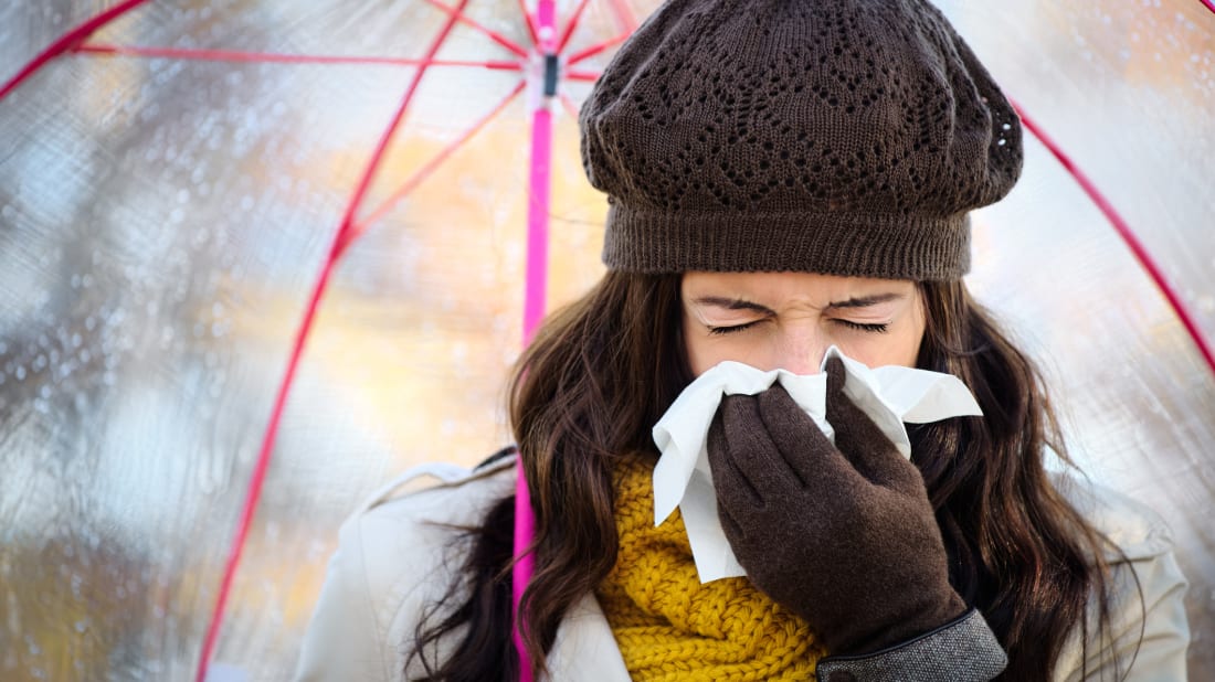 A woman sneezing, which in Middle English would have been called a fneze instead.