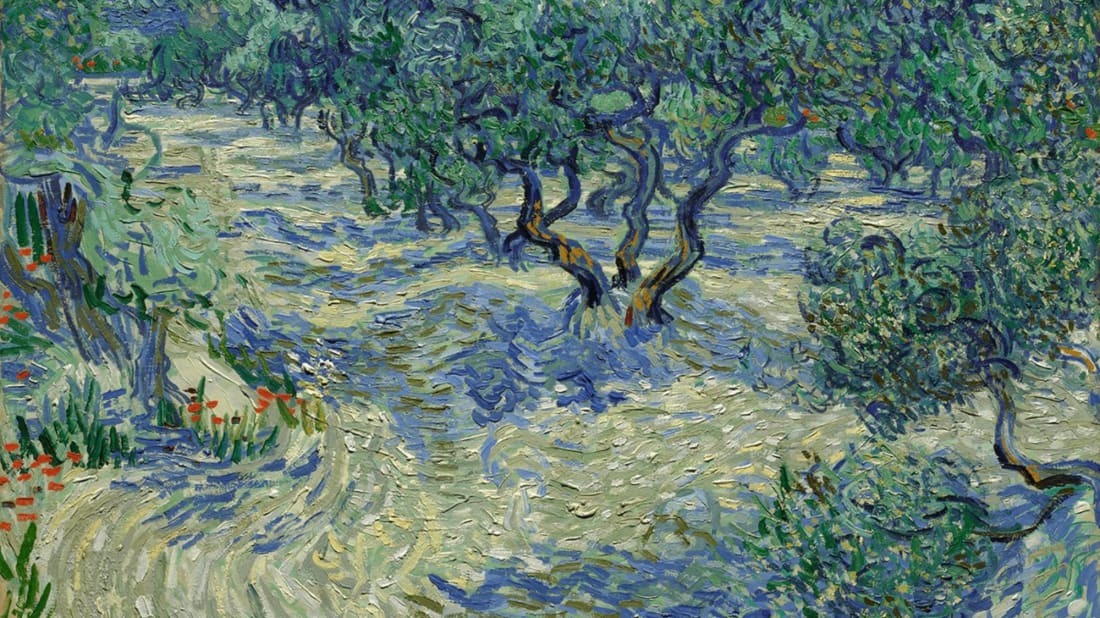 Vincent van Gogh painted Olive Trees in 1889 perhaps without realizing it co<em></em>ntained a dead grasshopper.