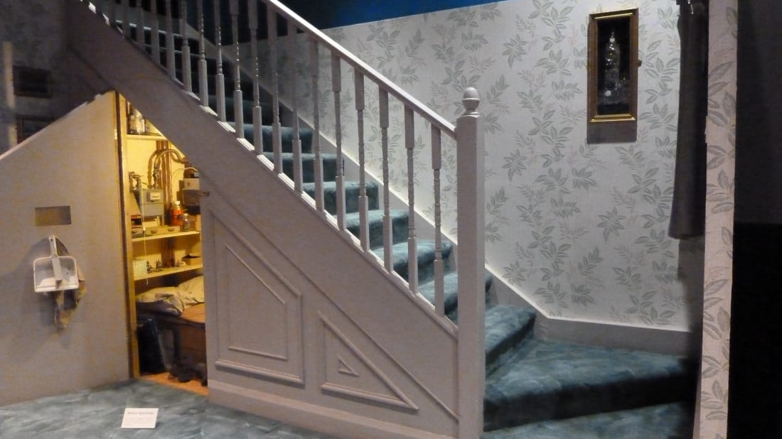 Cupboard under the stairs featured on the Warner Bros. Studio Tour: The Making of Harry Potter in London.