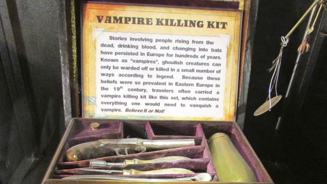 A vampire killing kit at Ripley's Believe It or Not! in San Francisco