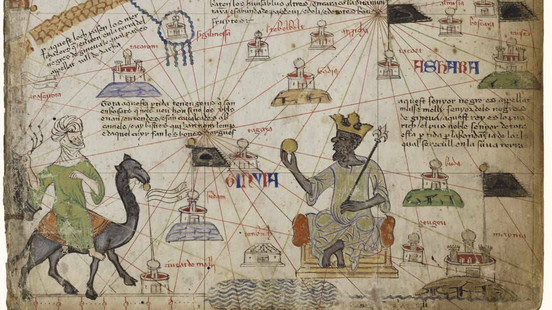 Reproduction of the Catalan Atlas featuring Mansa Musa.