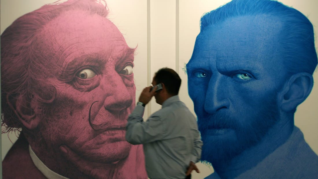 A mural of Salvador Dali and Vincent Van Gogh at the Internatio<em></em>nal Fair of Co<em></em>ntemporary Art in Madrid in 2006