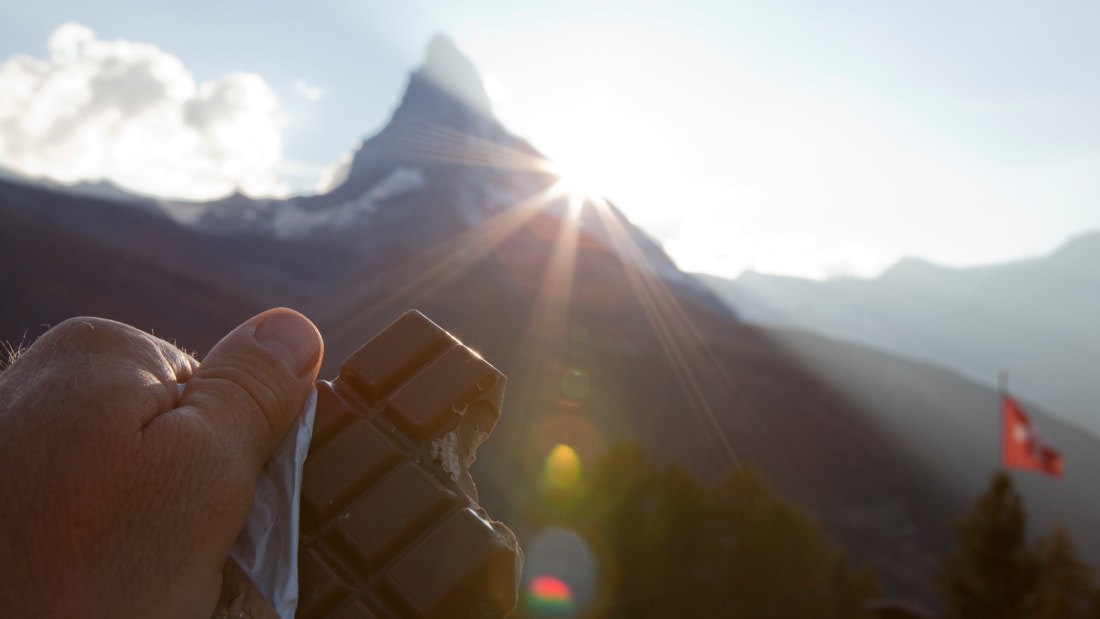 Recent weather in Switzerland has involved chocolate precipitation. 