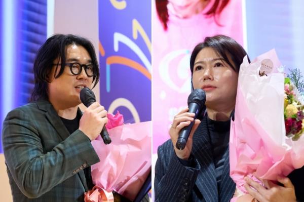 Park Hyun-min (left) and Yoon Joung-mi won the grand prizes at the second annual Korea Picture Book Award. (Publication Industry Promotion Agency of Korea)