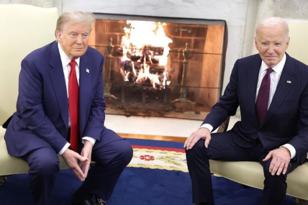 President Joe Biden meets with President-elect Do<em></em>nald Trump in the Oval Office of the White House on Nov. 13, 2024. Trump’s next presidency could usher in a dark time for labor unio<em></em>ns.