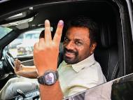 Sri Lankan President Anura Kumara Dissanayake shows his inked finger after casting his ballot to vote in Sri Lanka's parliamentary election in Colombo. (Image: AFP)